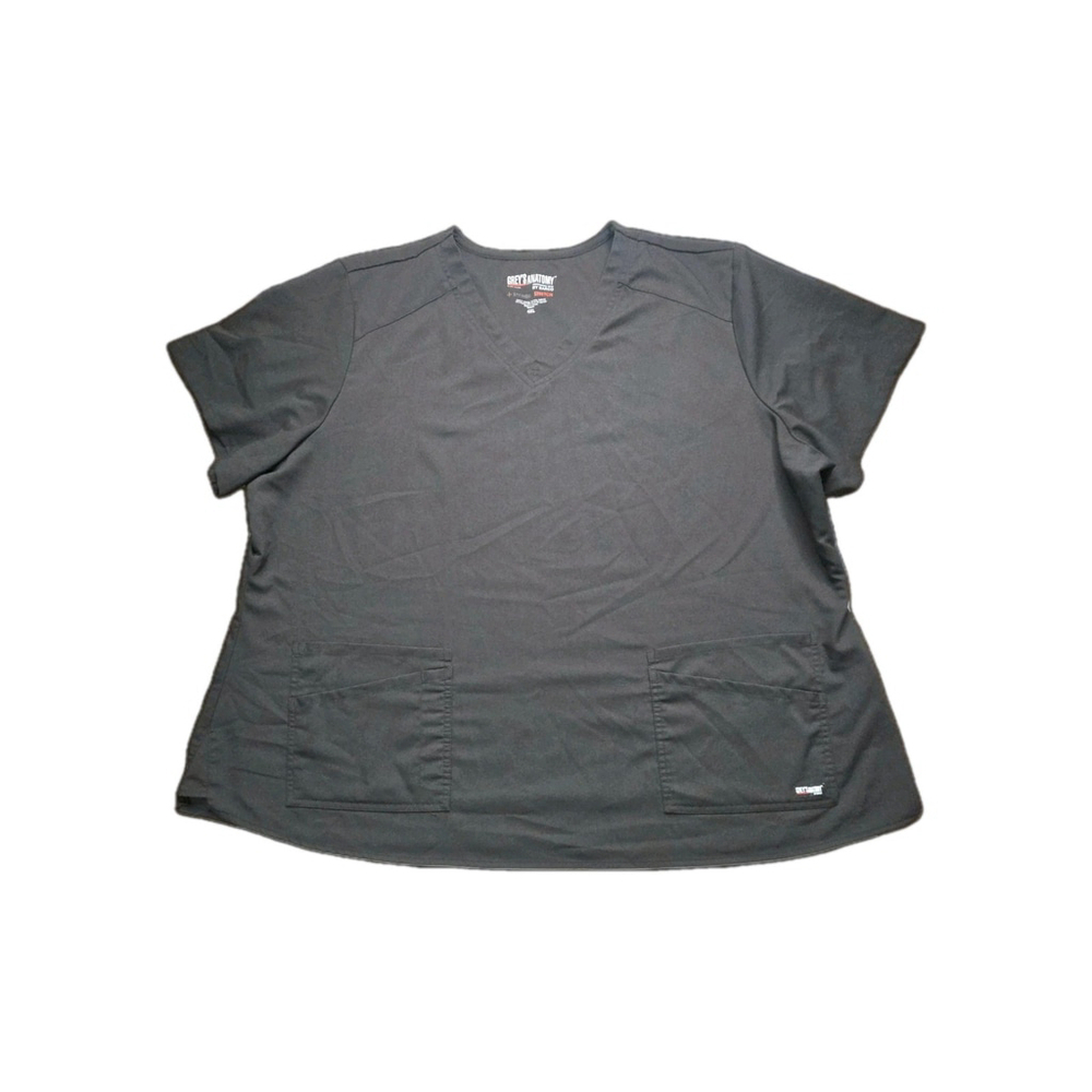 Grey’s Anatomy by Barco Scrub Top Women’s 4XL Charcoal Stretch V-Neck Pockets